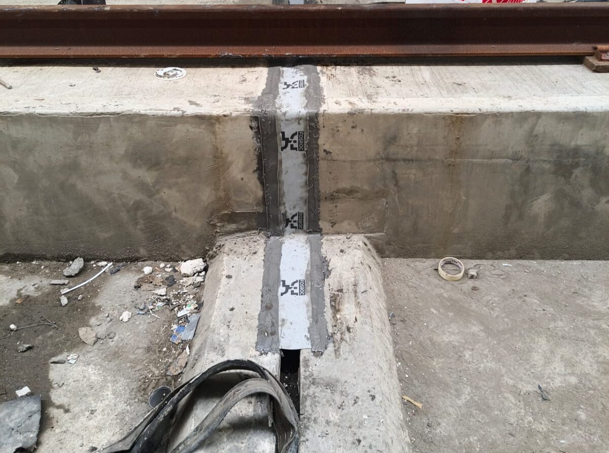 Skyline Infra team performing expansion joint treatment for industrial structure